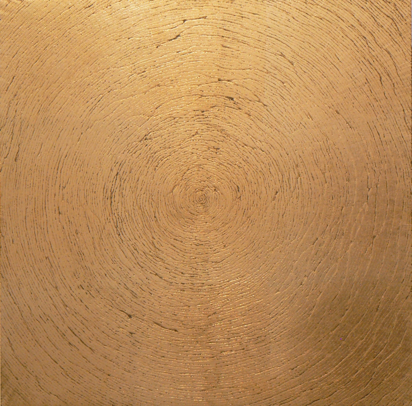 Sgraffito sur stuc chaux, sur panneau bois, feuille or, pigments et cire.  