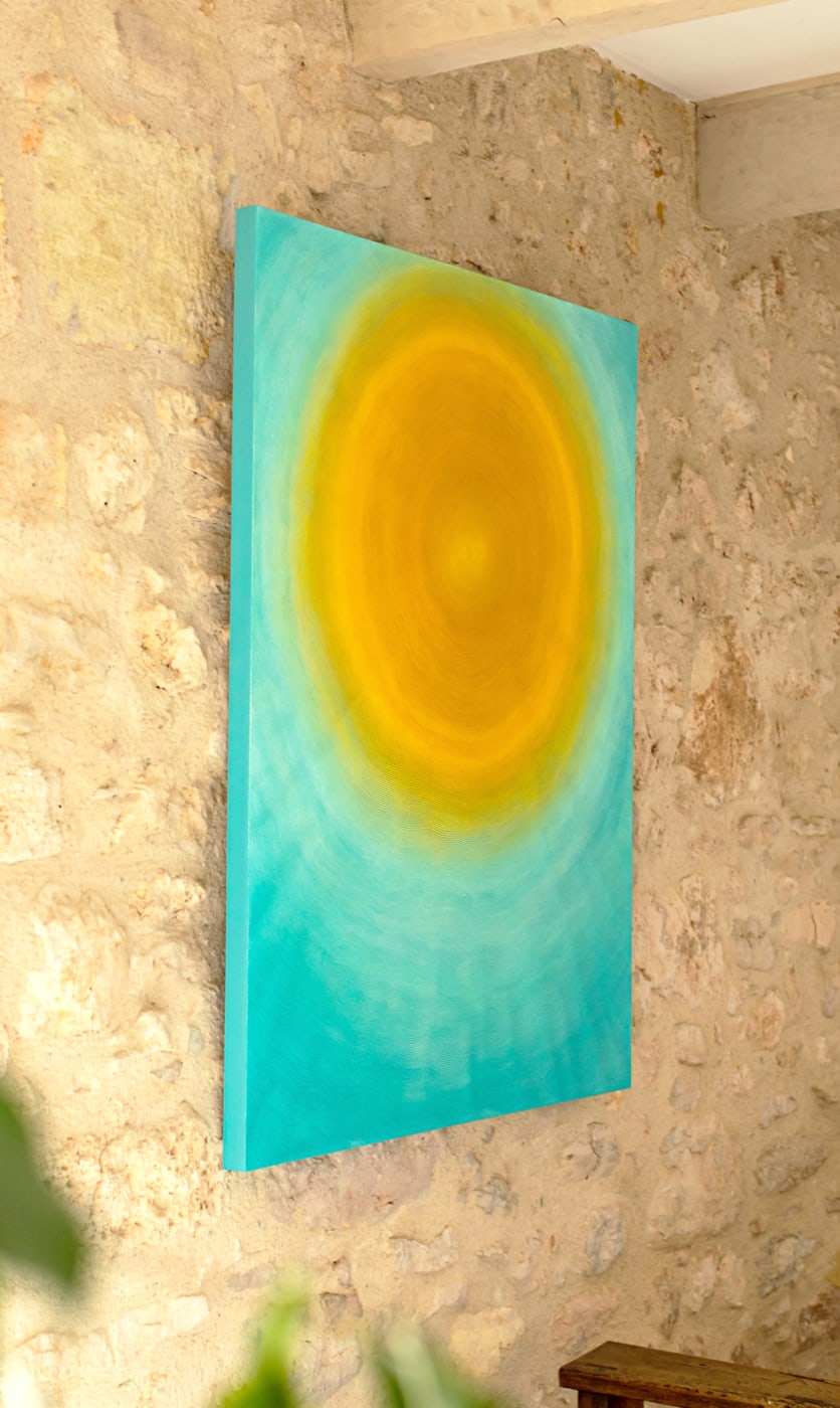 Oeuvre de Aude Arnold, artiste sgraffito, enduit chaux